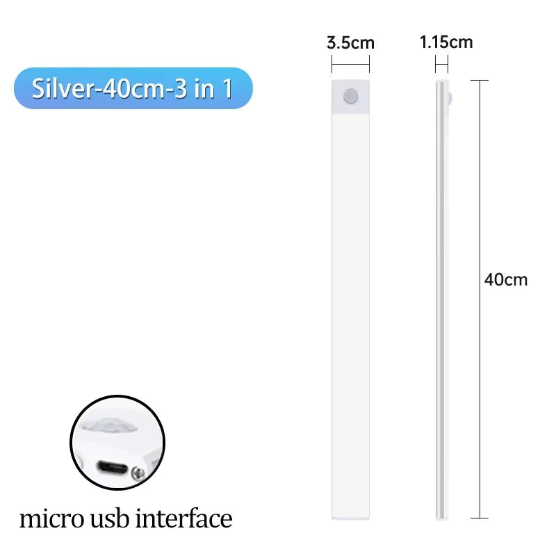 LumaLux USB Rechargeable Motion Sensor LED Cabinet Light With Three Color Temperatures Auto On Motion Activation
