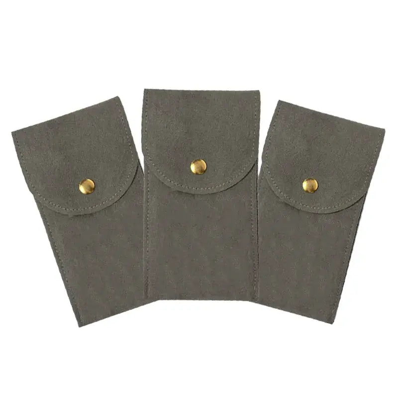 Embers watch bag set of 3 in blue-black flannelette with gold-tone snap closures