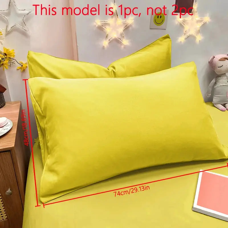 Simples Market yellow matte solid pillowcase, soft bedroom bedding, 48x74 cm, 1pc