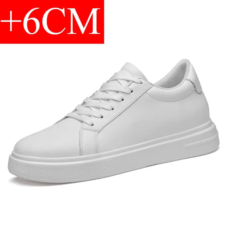 Men's white leather elevator sneakers with 6cm height insole by Simples Market