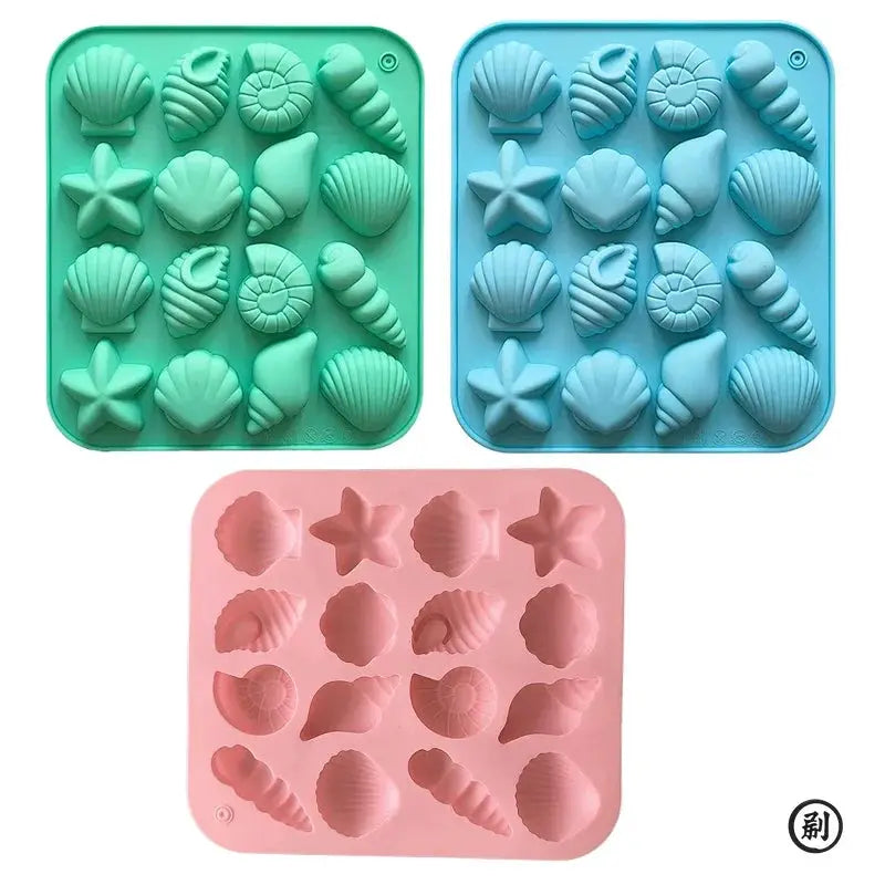 Chocolate Silicone Mold Shell Marine Animal Shape 3D 16 Cavities Candy Pudding Cake Decoration
