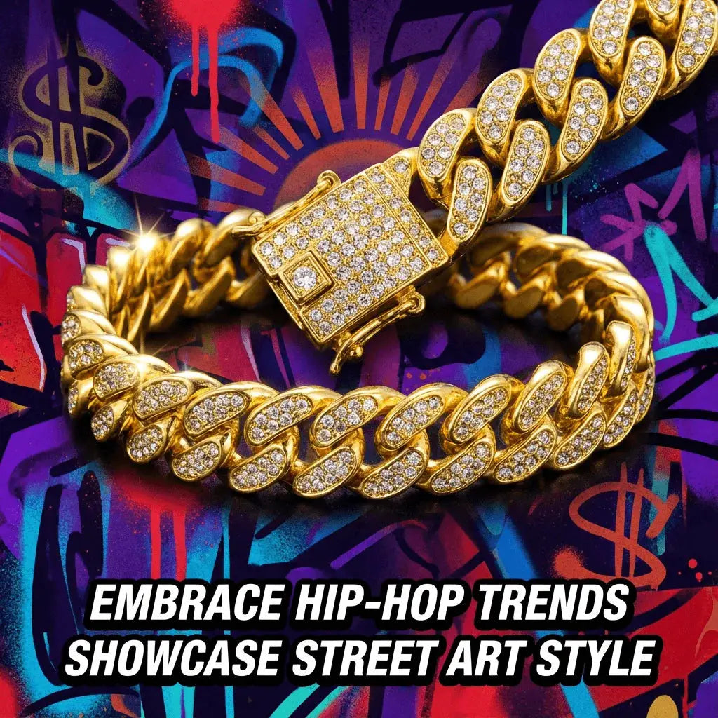 Dog collar by Simples Market, luxury hip-hop gold-tone stainless steel Cuban chain with diamond inlays