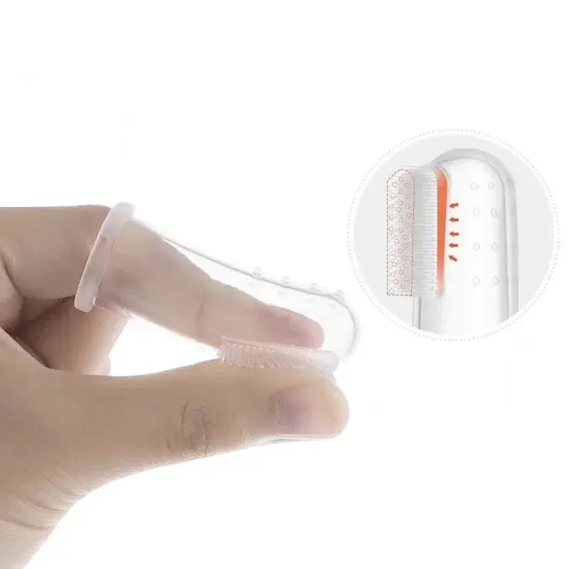 Soft Silicone Finger Cuff Pet Toothbrush for Dogs and Cats Gentle Teeth Cleaning for Bad Breath and Tartar Control