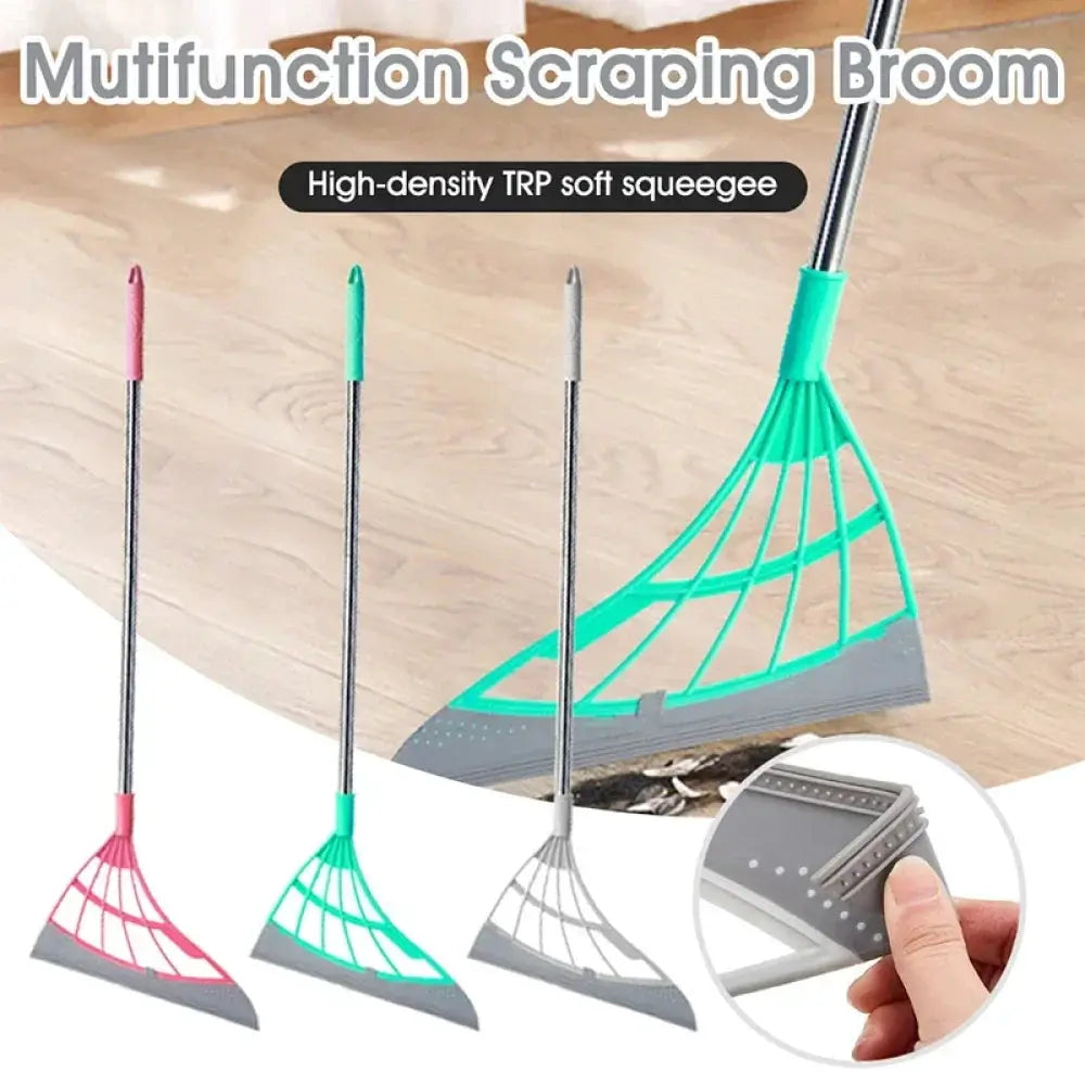 1/5/10-piece silicone broom window cleaning set with soft squeegee heads in pink, teal, and gray