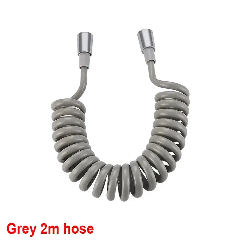 Handheld spray hose, grey 2m coil with metal connectors