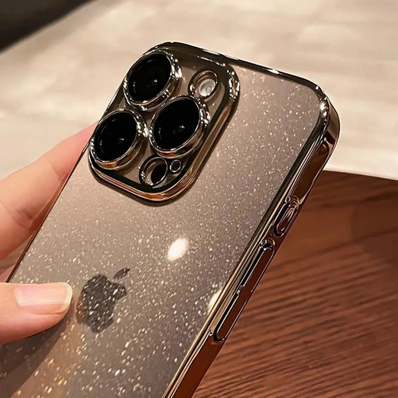 Luxury Glitter Transparent PC Case For iPhone 17 16 15 14 Pro Max 13 11 12 Bling Clear Shockproof Slim Cover