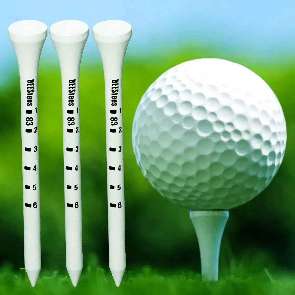 50 Pieces Bamboo Golf Tees 83mm White And Black Adjustable Depth Side Spin Reduction Friction Degree Scale Tees