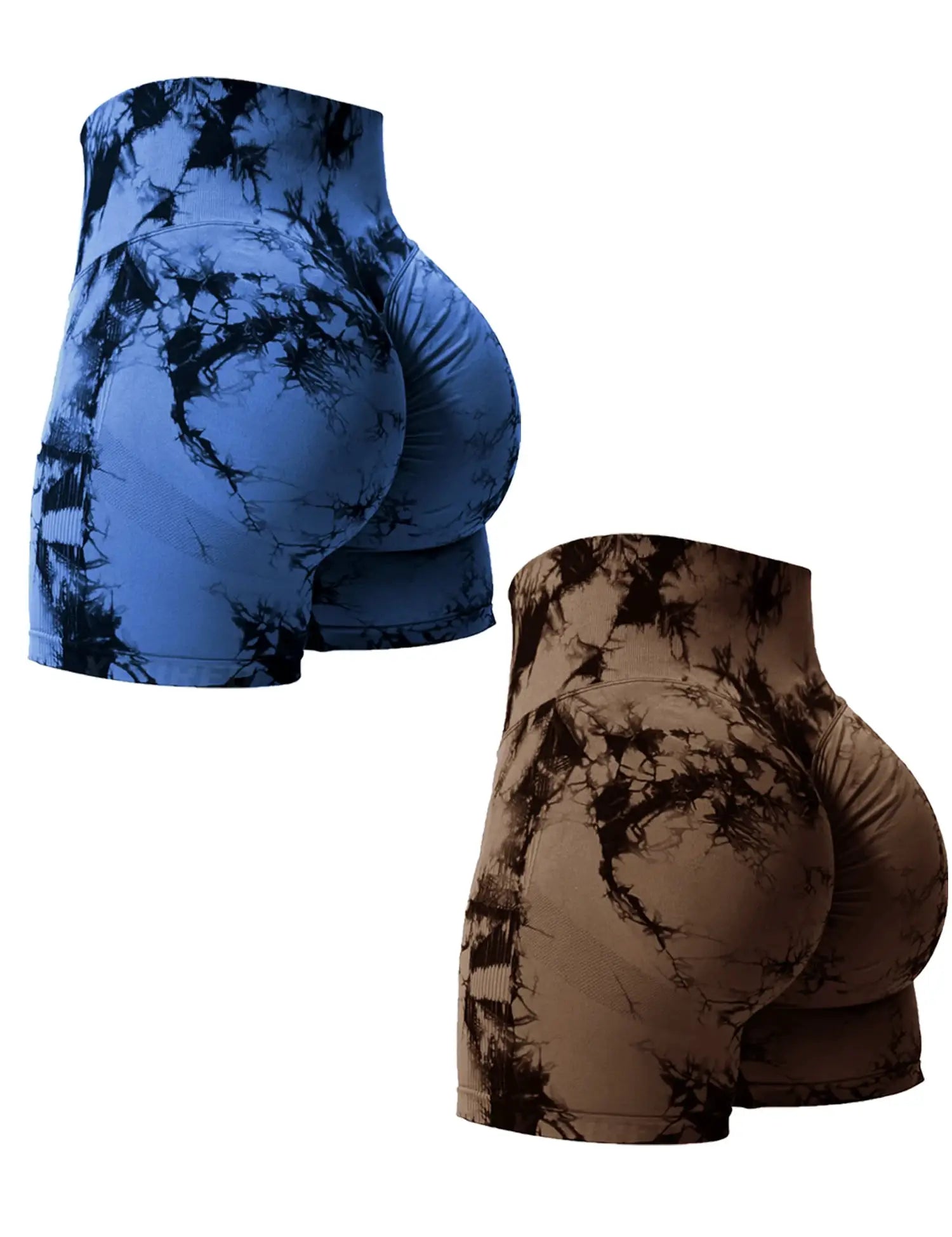 NovaFlex Tie Dye Butt Lifting Seamless Gym Shorts 2 Pack High Waist Nylon Elastane For Workout