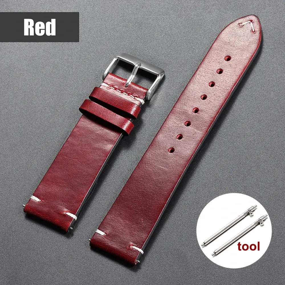 TimelyCraft Vintage Oil Wax Leather Watchband Universal Fit For Omega Seiko Rolex Galaxy Huawei