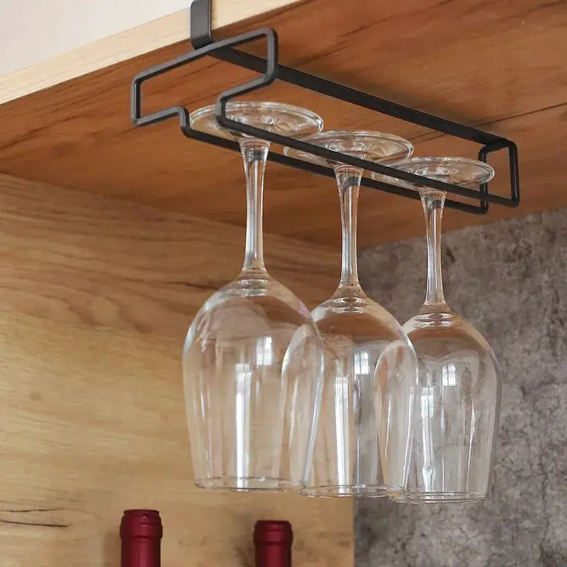 Hanging Iron Wine Glass Rack For High Footed Cups No Drill Needed