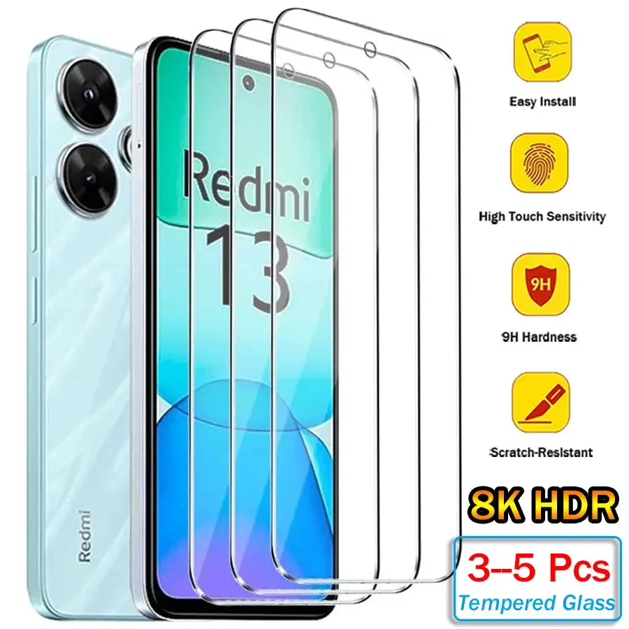 Xiaomi Tempered Glass Screen Protector For Redmi Note 13 12 Pro 13C 12C Crystal Clear Ultra Sensitive Touch