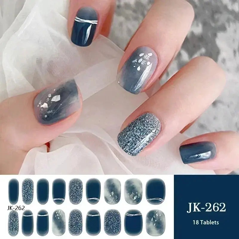 NailLux Semi Cured Nail Wraps For 16 To 20 Tips Easy Full Cover Adhesive Press On Nails Gel Finish UV LED Compatible