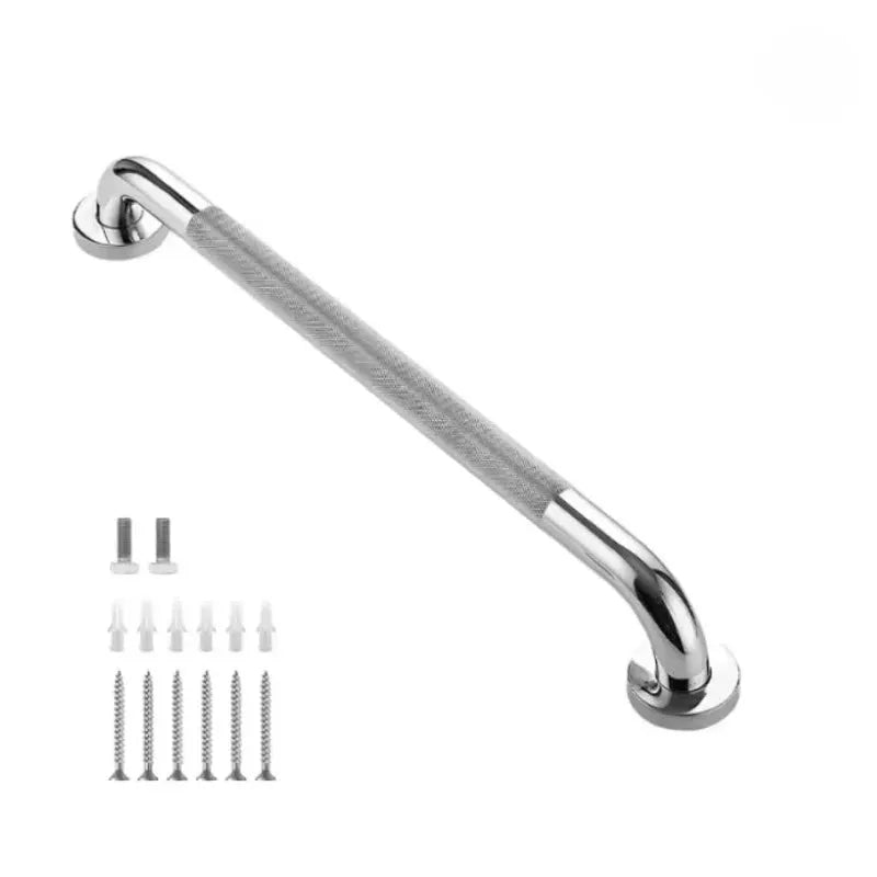 Bathroom grab bar stainless steel by Simples Market with anti-slip knurling; includes mounting screws and wall anchors.