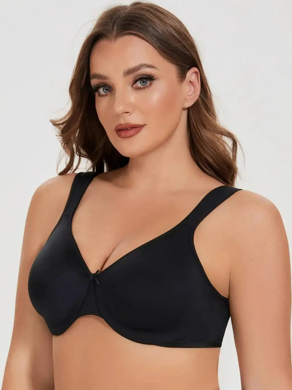 MELENECA women's minimizer underwire bra, seamless unlined black, plus size