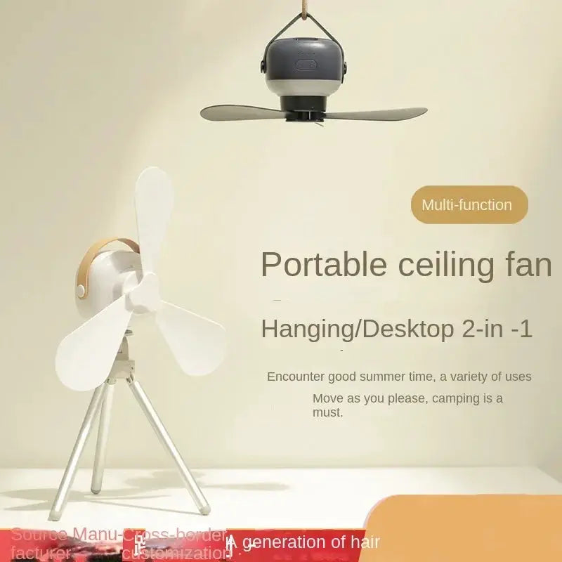 Simples Market portable wireless mini ceiling fan with remote; white USB 2-in-1 hanging/desktop fan.