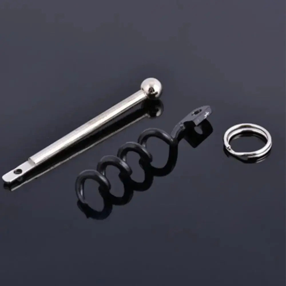 Simples Market bottle opener mini EDC corkscrew keyring tool; silver metal body with black spiral corkscrew