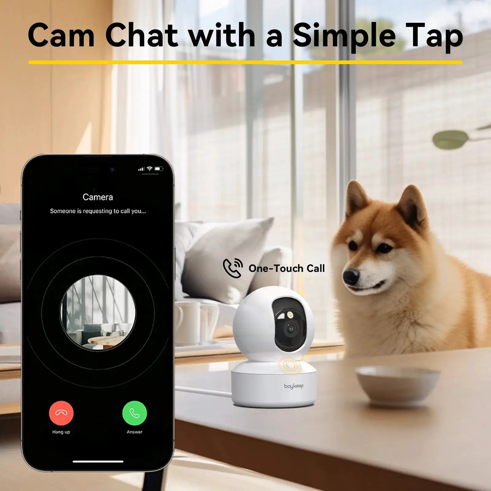 Boykeep 2K Pet Dog Camera With Phone App And 5G And 2.4GHz WiFi 360 Pan Tilt Night Vision 2 Way Audio