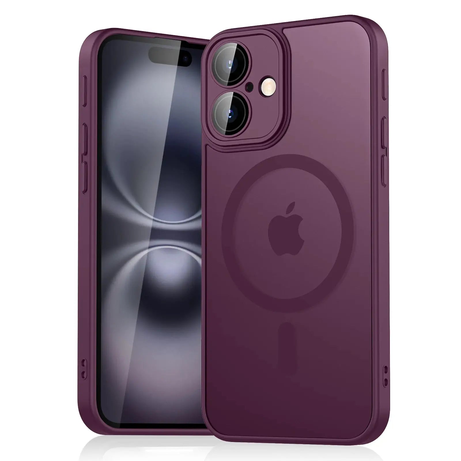Simples Market purple magnetic matte translucent iPhone case with MagSafe for iPhone 11-16, shockproof