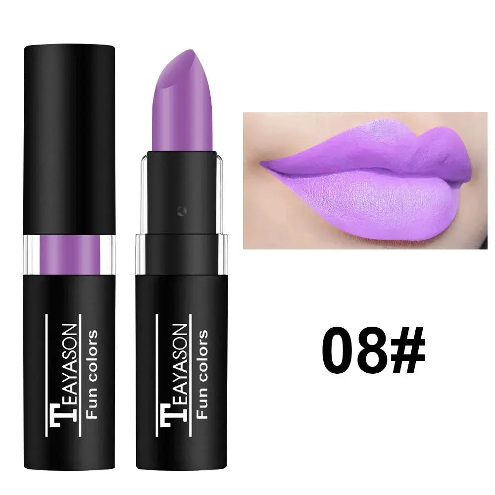 12 Color Matte Lipstick Set Waterproof Long Lasting Lip Color Red Black Blue Purple Green