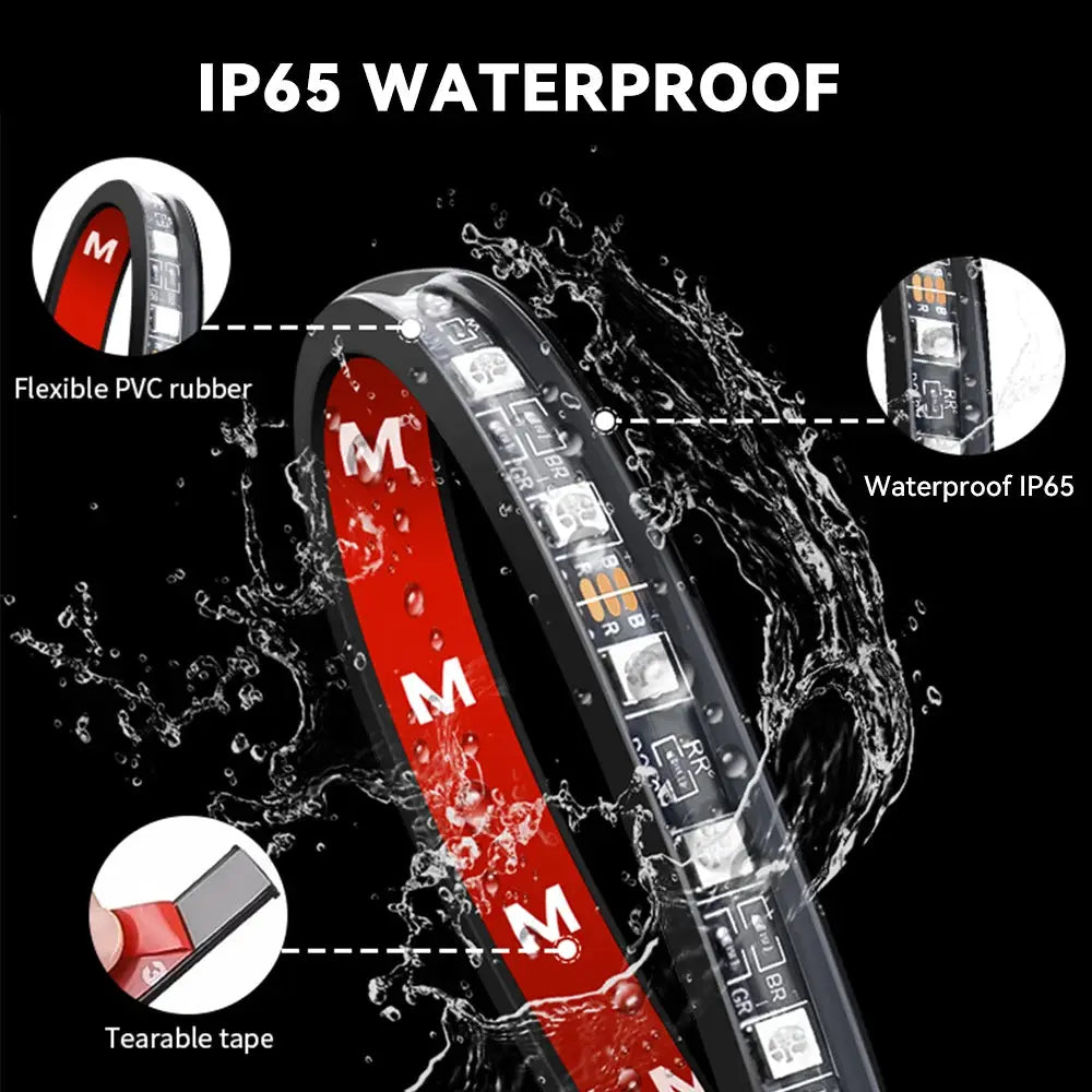 Simples Market automotive ambient light strip, IP65 waterproof, flexible PVC tape, USB-powered car interior lighting