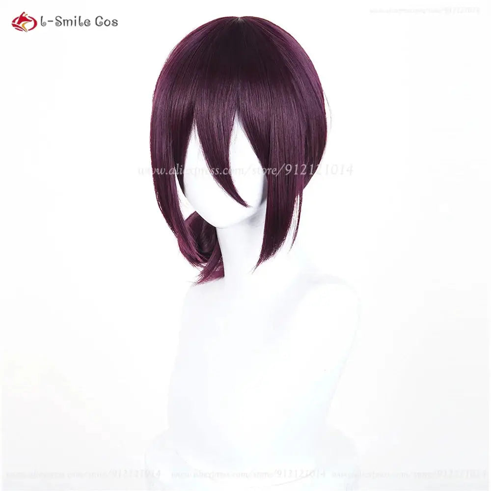 Anime Rezee cosplay wig, 45cm purple heat-resistant synthetic hair wig