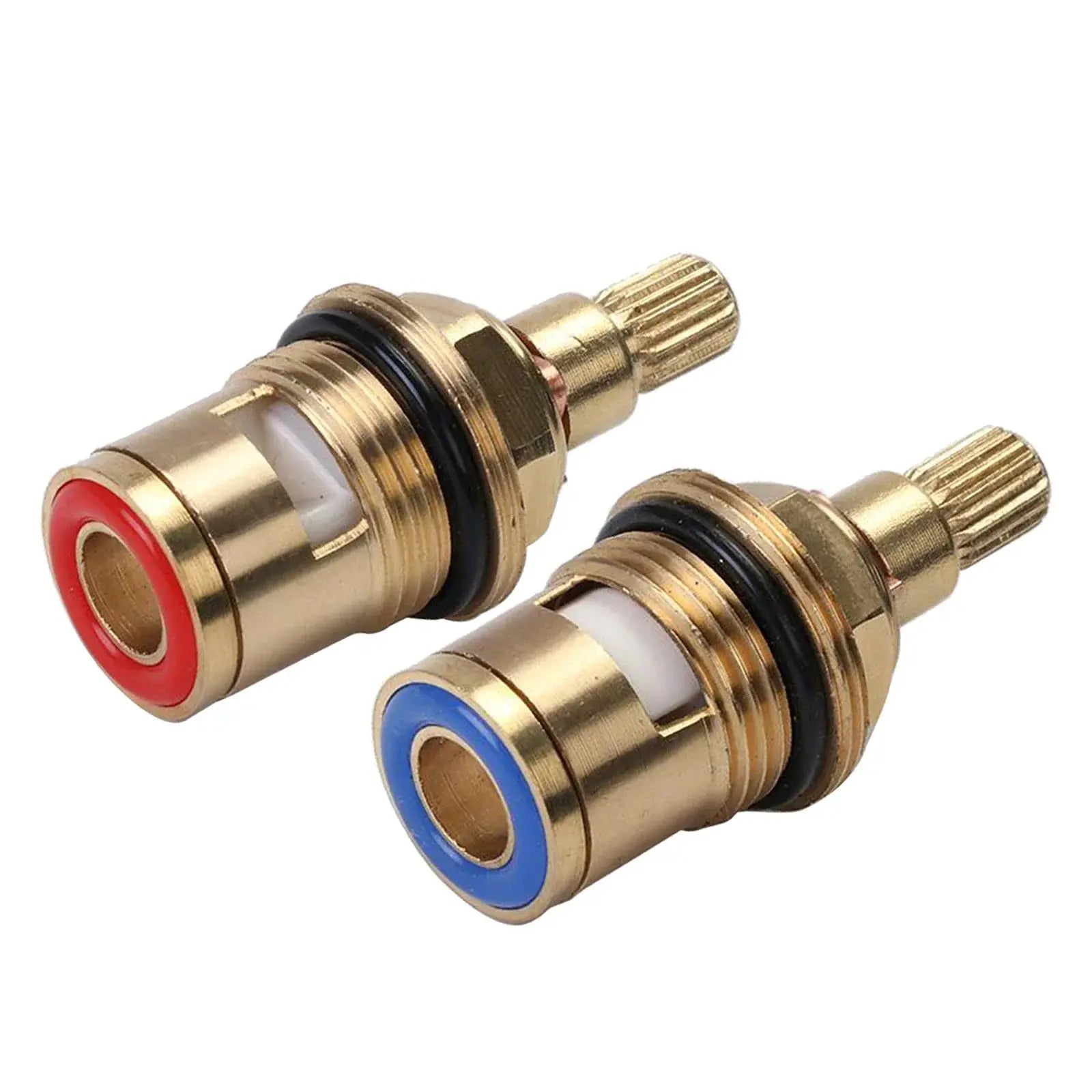 2pc brass universal replacement tap valves with ceramic discs, red/blue ring indicators, Simples Market