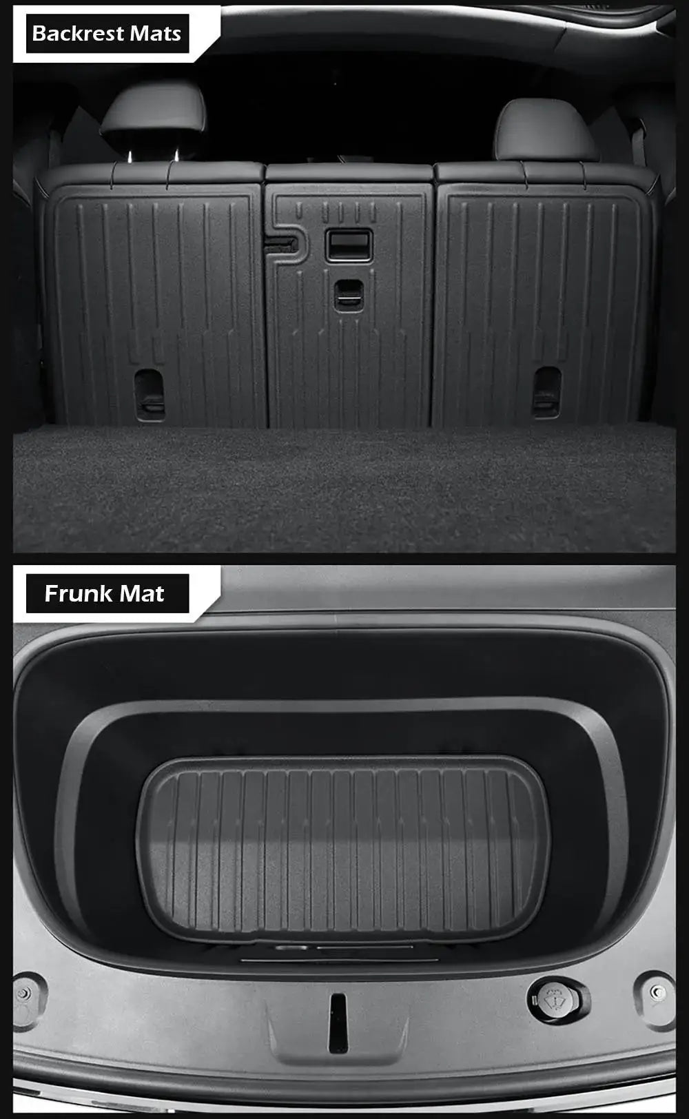 Floor mats for Tesla Model Y with trunk/backrest liner and frunk mat, black cargo protection by Simples Market