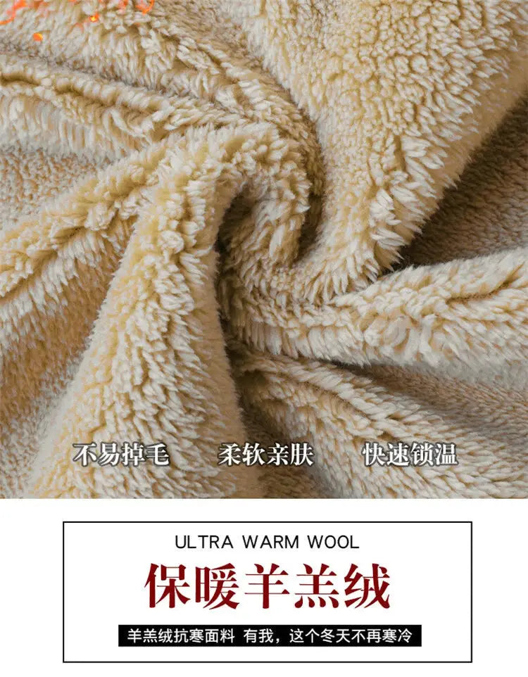 Winter lambswool coat fabric close-up in soft beige, plush texture