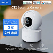 IMILAB C22 security camera, white dome with 360° PTZ, AI detection, night vision, 2-way audio