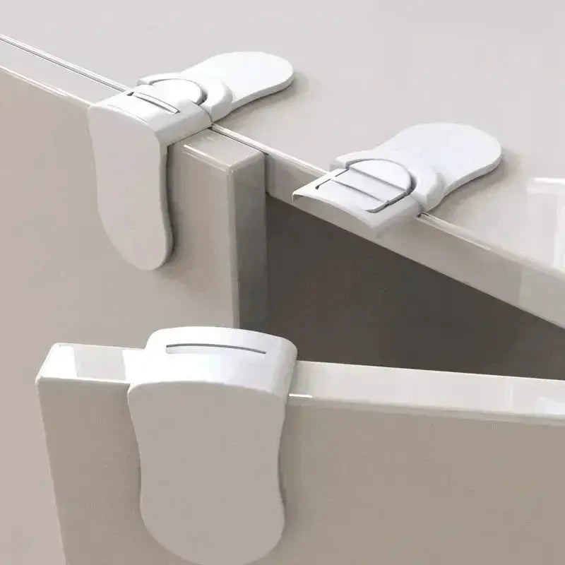 Simples Market baby safety drawer cabinet locks, set of 3, white plastic anti-pinch latches