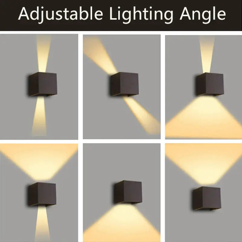 MARPOU LED wall lamp, brown cube surface-mounted IP65 waterproof, up/down lighting, 9W, 90–260V, Simples Market