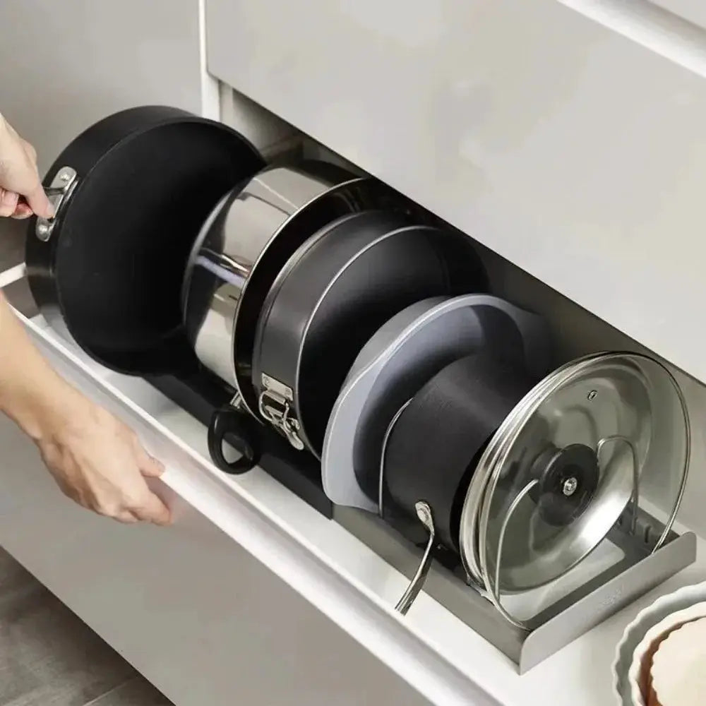 7 Grid Telescopic Pot Rack Pans Organizer Space Saving Cabinet Holder For Pots Pans And Lids Keep Your Kitchen Neat