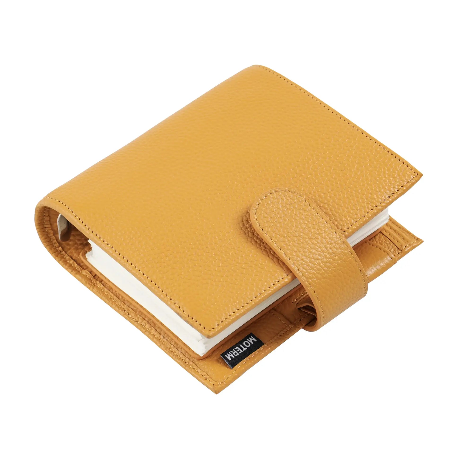 Moterm Luxe 2.0 pocket size planner in mustard pebbled leather with a 30mm ring, Simples Market