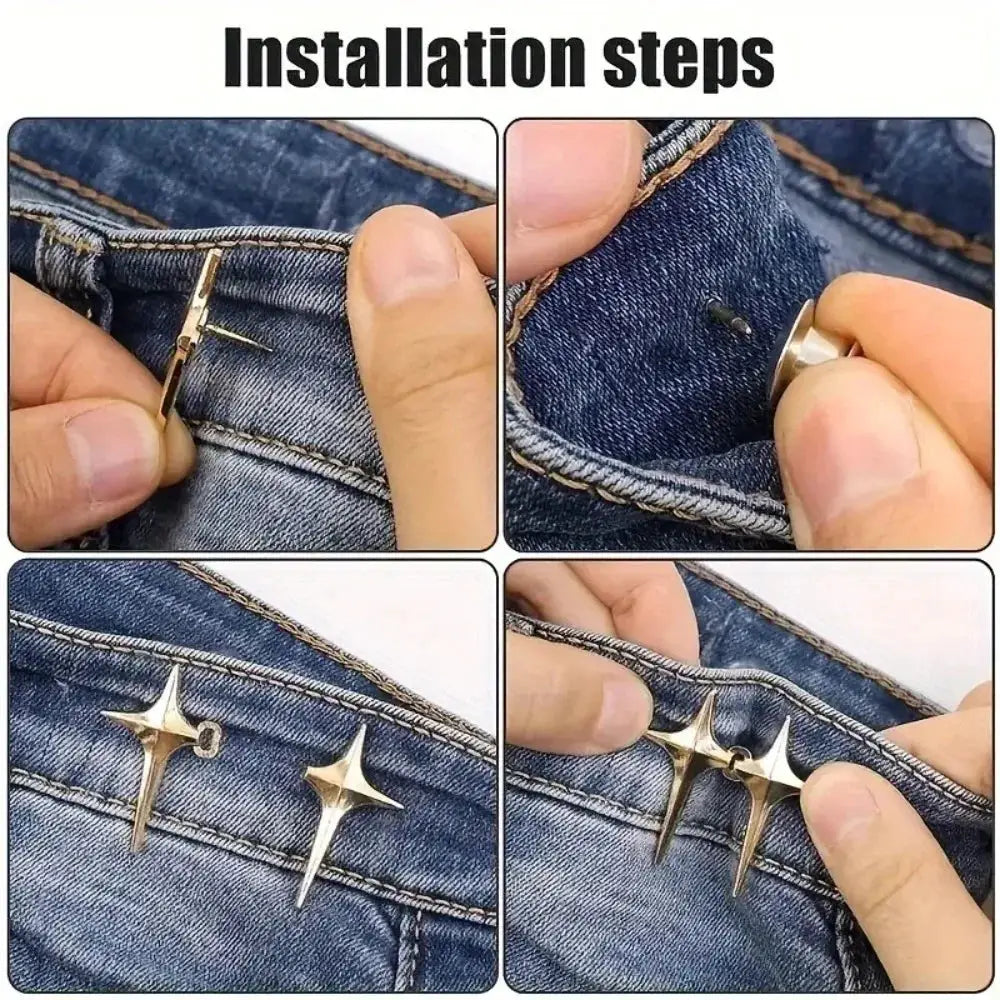 StarWear Star Shaped Waist Buckle Decorative Detachable Buttons No Sew Waist Adjustment Quick Easy Fit Zinc Alloy