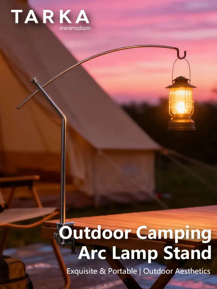 TARKA Detachable Lantern Stand; ultralight, adjustable metal arc lamp holder for outdoor camping by Simples Market.