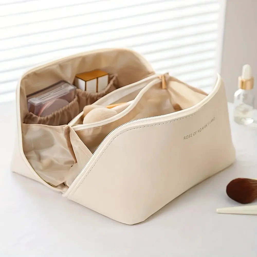 Luxora Makeup Organizer Premium PU Leather Travel Cosmetic Bag With Large Interior For Easy Access And Secure Storage