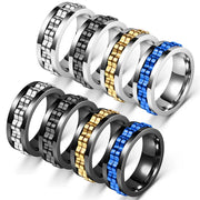 Anti Stress Stainless Steel Ring For Men Gear Rotating Anxiety Relief Spinning Fidget Ring Punk Jewelry Size 6 13