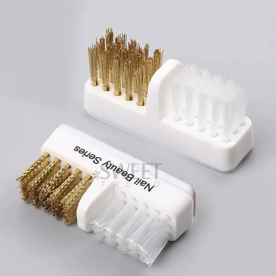 Electric Nail Grinding Head Cleaning Brush With Dual Copper Wire And Fiber Cleaning Heads