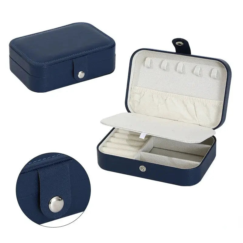 Portable Leather Jewelry Box Organizer Case Travel Storage Zipper Jewelry Display