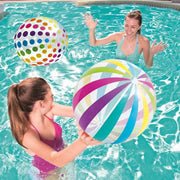 15.35 Inch Colorful Striped Transparent Inflatable Beach Ball For Beach Pool Party Games