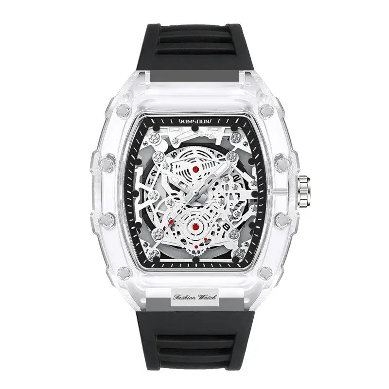 UTHAI BK134 Barrel Shaped Transparent Waterproof Quartz Watch for Men Fashionable Modern Style Durable Build