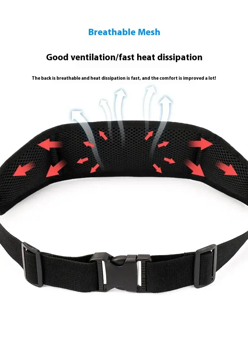 Simples Market waist pack, black waterproof sport bag with breathable mesh back, adjustable strap and buckle