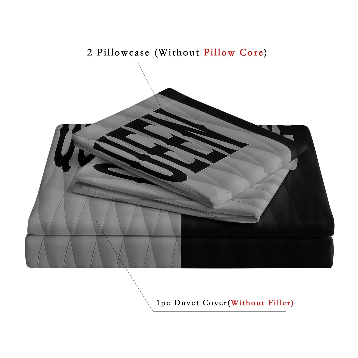 3-piece king & queen duvet cover set by Simples Market in pink and black heart crown design; includes 2 pillowcases.