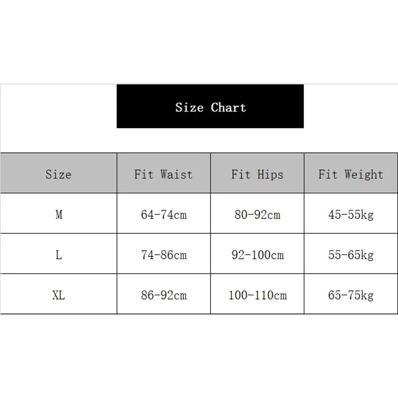 Size chart for Simples Market women cotton panties set; shows M, L, XL with waist, hips, and weight ranges.