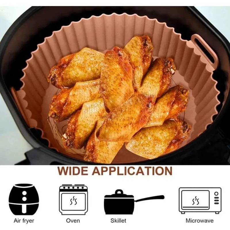 Reusable Air Fryer Silicone Liners Nonstick Food Grade Basket Accessory For Easy Cleanup