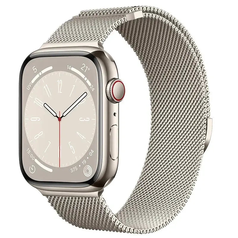 Metal Milanese Apple Watch strap, silver mesh with magnetic clasp for 41–49mm models