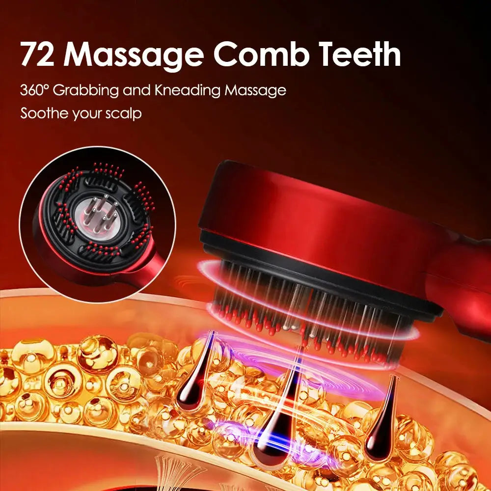 Electric head massager with 72-teeth red-light comb for scalp care 630nm red light