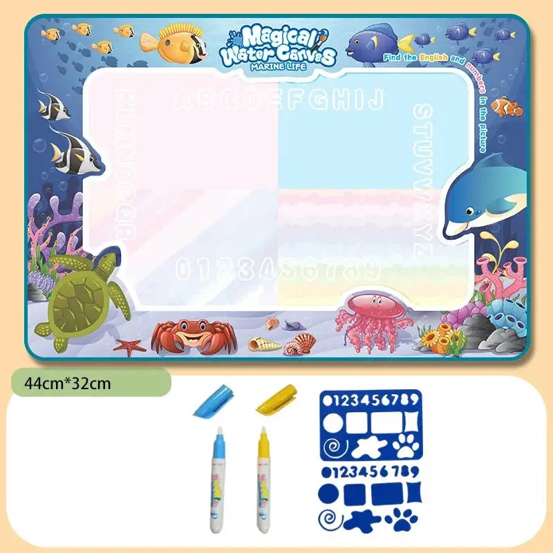 100x80CM Magic Water Drawing Mat Reusable Doodle Board Montessori Educational Toy for Kids Gift