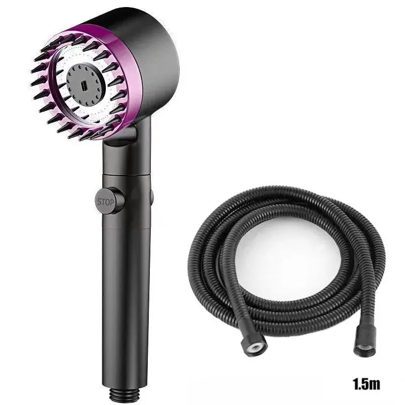 Portable handheld shower head with filter and 1.5m hose, three water modes and head massage