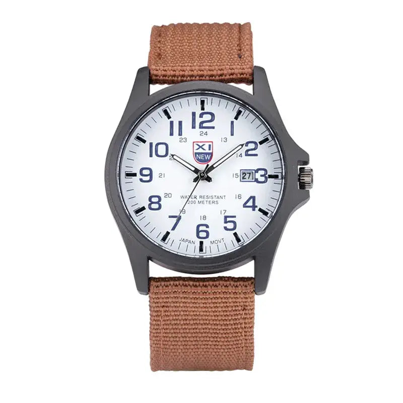 XINEW Mens Nylon Band Quartz Sports Watch With Date Display Casual Everyday Timepiece
